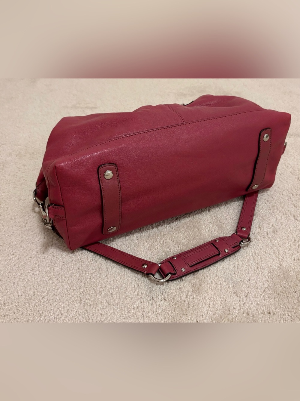 Vintage Coach Ashley Leather Raspberry Pink Satchel with Detachable Strap F15447 - Picture 4 of 7